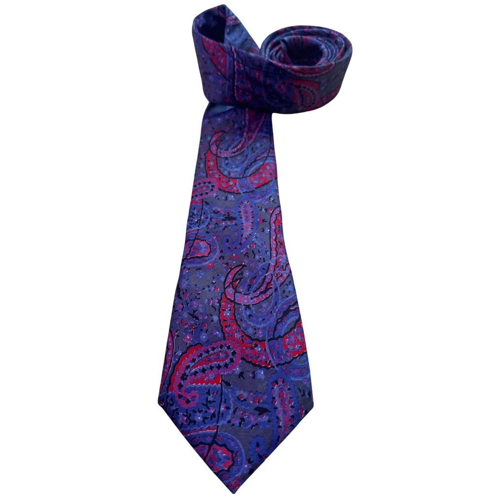 Burlington Taj Mahal Hotel Bombay Mens Pure Silk Paisley Tie Purple Red Blue